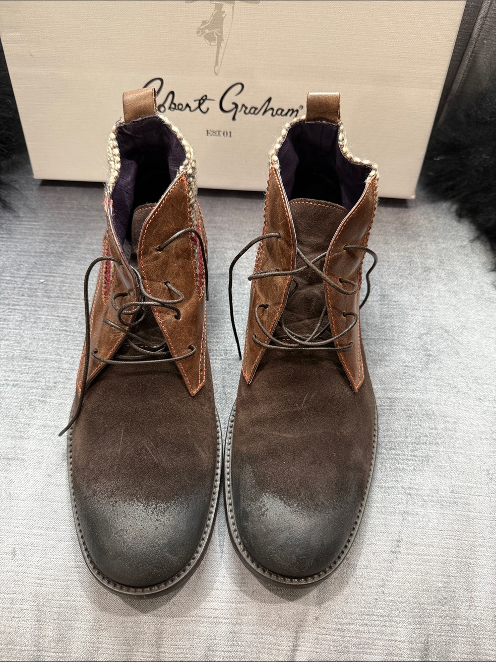 Robert Graham Brown Suede & Leather Chukka Boots
